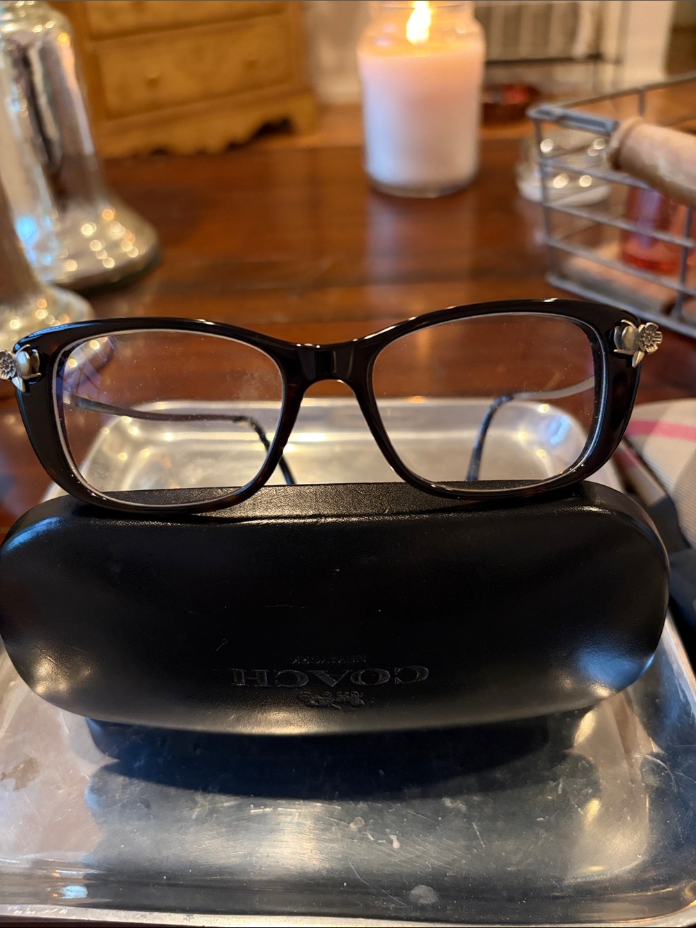 Coach Black Jet Frames with Gold Lilies